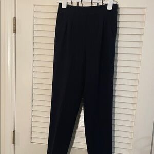 Escada Margaretha Ley Navy Blue Pleated Knit Pocket Straight Leg Trousers